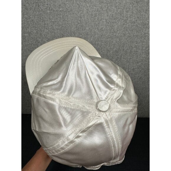 Vintage Ceasars Palace Adult Hat Baseball Cap Adjustable White Gold Satin Silky - Picture 15 of 15